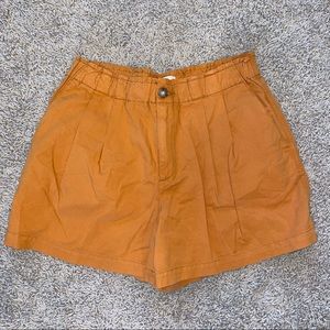 Loft Shorts Elastic Waistband Button Cotton Blend Burnt Orange Size Medium